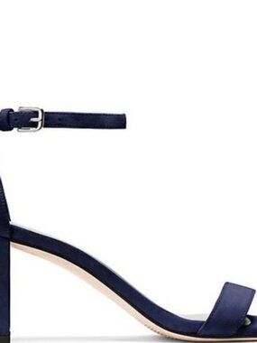 NWOT (Other) Stuart Weitzman Nearlynude Suede Navy Blue Ankle Strap Sandal. 8.5